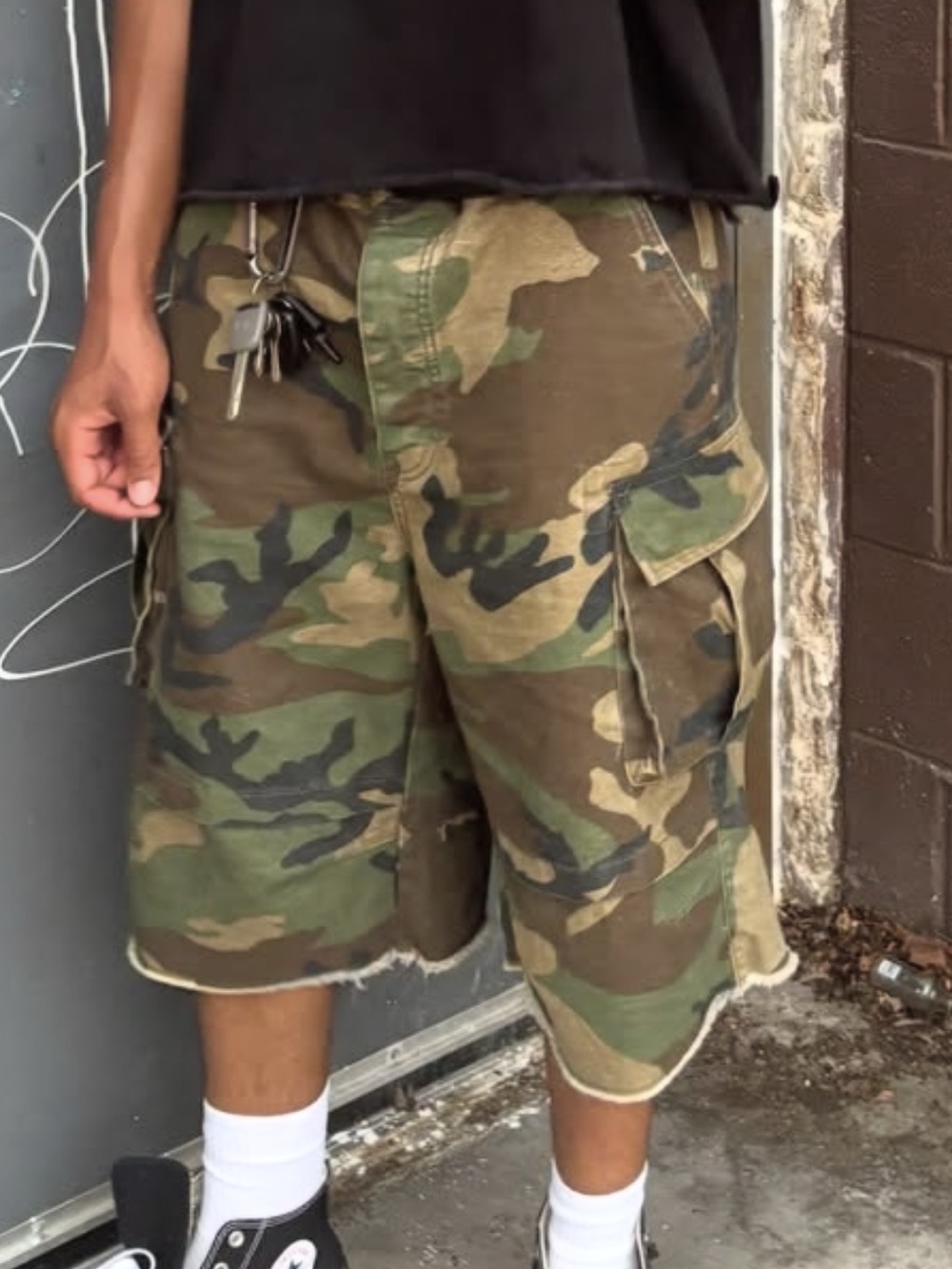 MNML Men's Camo Cargo Shorts in Olive & Brown